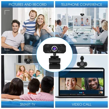 SECUREXPERT U6 Webcam 1080p full hd za pc računalnik, prenosnik usb webcamera z mikrofonom za Video klice Konferenca Delo v Živo 5