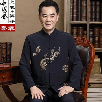 Srednjih let Tang bo ustrezala nastavite moških Sponke jopič masculino Dolg rokav casaco jaqueta masculina coats mens suknjič Kitajski stil
