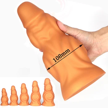 Super Velik Silikonski Vibrator Veliko Vaginalne In Analne Spodbujanje Prostate Massager Anus Širitev Velikih Butt Plug Sex Igrača Za Moške, Ženske