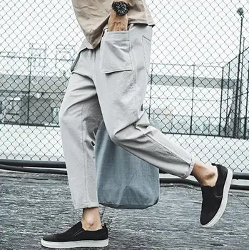 Svoboden harem hlače moški letnik barva kratek tri-dimenzionalni velik žep priložnostne hlače mens kratke hlače