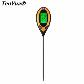 TenYua 4 V 1 LCD PH Merilniki Digitalni Temperature sončne Svetlobe, Vlage, PH Vrt Tal Tester Gauge Merilnik