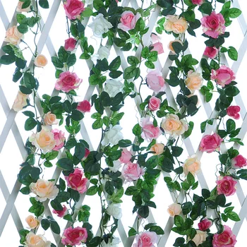 Umetne Vrtnice Cvetovi Rastlin Rattan Svile Ponaredek Garland Visi Listi Trte, za Poročno Dekoracijo Sten Hotel Vrt Dom Dekor