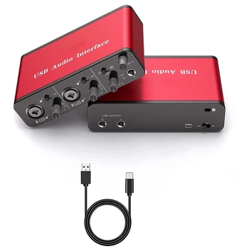 USB Avdio Vmesnik 24Bit/96 khz Za Snemanje Podcasting In Streaming Ultra-Low Latency Plug And Play Audio Vmesnik