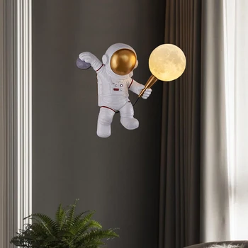 Ustvarjalne Smolo Steno Sconces za Otroka Astronavt Stenske Luči za Otroke, Soba za Nočno Osvetlitev z 3D Tiskanja Luna Lampshade