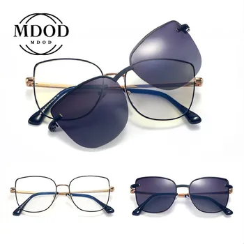 UV400 Anti-Modra Svetloba Letnik Kovinski 2 In1 Snap-in sončna Očala 2022 Trending Individualnost Cat Eye Glasses Unisex очки для зрения