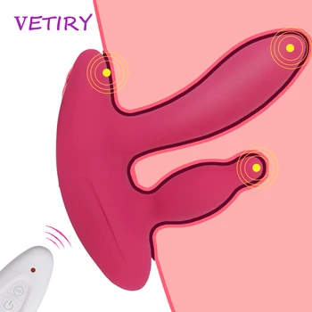 VETIRY Nosljivi Vibrator, Dildo na Hlačne 11 Hitrosti Analni Čep, Vibrator Dvojno Motornih Ženskega Orgazma Sex Igrače za Ženske Masturbacija