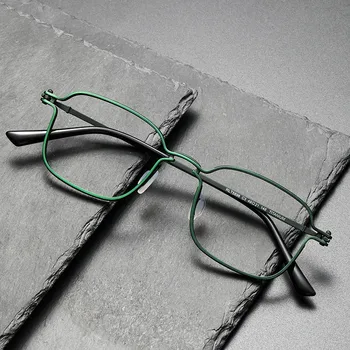 Visoka Kakovost Čistega Titana Očal Okvir Ženske Moški Letnik Zelena Očala Mode Optični Recept Očala Okvir Ročno