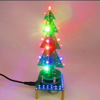 Vrtenje Glasbe, Pisane Božično Drevo Elektronski Komplet LED Vode, Svetlobe Drevo, Elektronskega DIY Proizvodnje Kit 1