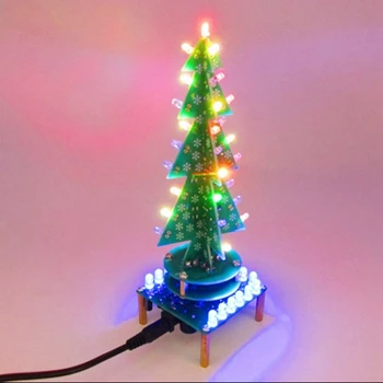 Vrtenje Glasbe, Pisane Božično Drevo Elektronski Komplet LED Vode, Svetlobe Drevo, Elektronskega DIY Proizvodnje Kit 3