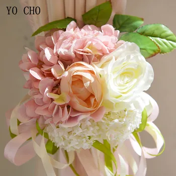 YO CHO Brezplačna Dostava Umetne cvetne Rose Evropski Stil Hydrangea Zavese Posnetek Poroke Arch Dekoracijo Doma Dekor Dodatki 0