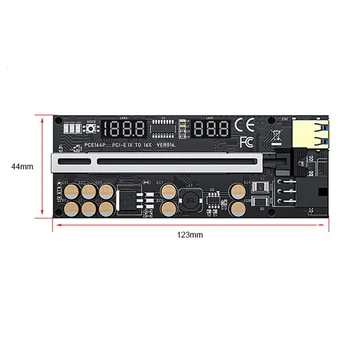 Za BTC Rudar VER016 PCI-E 1X, Da 16X USB3.0 GPU Riser Card Z 10 Kondenzatorji Temperature/Napetosti Display+Ščit 5