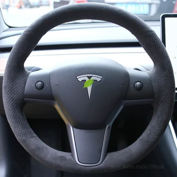 Za Tesla Model 3 Model S Model X Model Y 2011-2022 DIY Črno Gladko&Perforirano Antilop Avto Volan Kritje Auto Dodatki 0