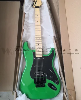 zelena električna kitara strat kitara tremolo most basswood telo javorjev vrat črnega sprejemniki SSH pickups