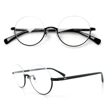 Zerosun Pol Platišča Okrogle Očala Okvir Moški Ženske Black Letnik Očala, Moška Očala za Recept Branje Optične Leče 0